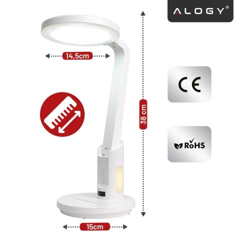 Lampka biurkowa nocna LED - akumulator 6000 mAh, regulacja światła i trybów, miejsce na telefon, stabilna, idealna do nauki i pr