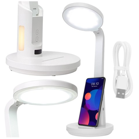 Lampka biurkowa nocna LED - akumulator 6000 mAh, regulacja światła i trybów, miejsce na telefon, stabilna, idealna do nauki i pr