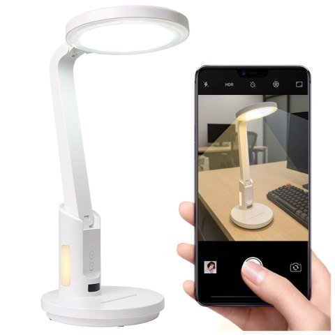 Lampka biurkowa nocna LED - akumulator 6000 mAh, regulacja światła i trybów, miejsce na telefon, stabilna, idealna do nauki i pr