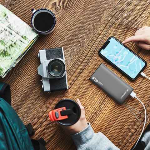 Powerbank Wozinsky K65+ 30000mAh 65W USB-C/USB-A Szary