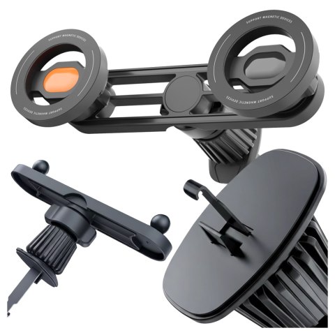 Uchwyt samochodowy do kratki wentylacyjnej - podwójny uchwyt do MagSafe na 2 telefony, mocny i stabilny, magnetyczna konstrukcja