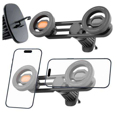 Uchwyt samochodowy do kratki wentylacyjnej - podwójny uchwyt do MagSafe na 2 telefony, mocny i stabilny, magnetyczna konstrukcja