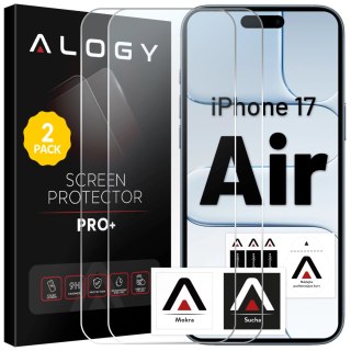 2x Szkło Hartowane Ochronne 9H do Apple iPhone 17 Air, Wzmocnione i Odporne na Zarysowania, Łatwy Montaż Bez Bąbelków, Alogy Hea
