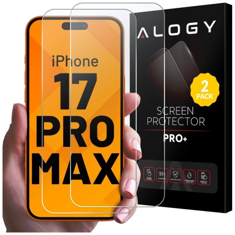2x Szkło Hartowane Ochronne 9H do Apple iPhone 17 Pro Max, Wzmocnione i Odporne na Zarysowania, Łatwy Montaż Bez Bąbelków, Alogy