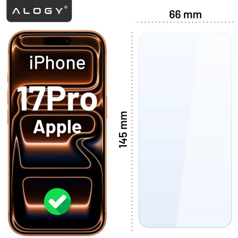 2x Szkło Hartowane Ochronne 9H do Apple iPhone 17 Pro, Wzmocnione i Odporne na Zarysowania, Łatwy Montaż Bez Bąbelków, Alogy Hea