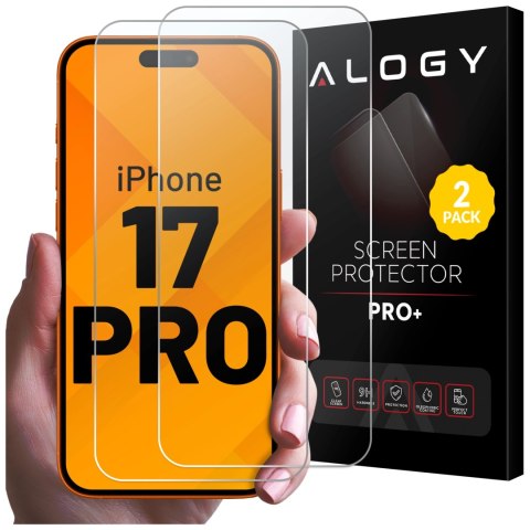 2x Szkło Hartowane Ochronne 9H do Apple iPhone 17 Pro, Wzmocnione i Odporne na Zarysowania, Łatwy Montaż Bez Bąbelków, Alogy Hea