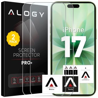 2x Szkło Hartowane Ochronne 9H do Apple iPhone 17, Wzmocnione i Odporne na Zarysowania, Łatwy Montaż Bez Bąbelków, Alogy Heavy P