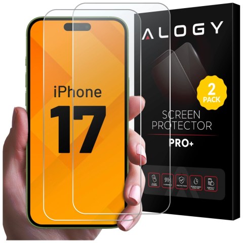 2x Szkło Hartowane Ochronne 9H do Apple iPhone 17, Wzmocnione i Odporne na Zarysowania, Łatwy Montaż Bez Bąbelków, Alogy Heavy P