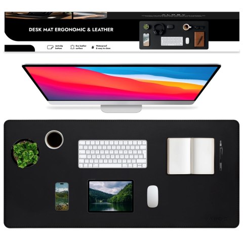 Podkładka na biurko 100×50 cm - antypoślizgowa mata ochronna z eleganckiej ekoskóry PU, pod mysz i klawiaturę, stylowa i trwała 