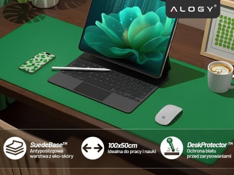 Podkładka na biurko 100×50 cm - antypoślizgowa mata ochronna z eleganckiej ekoskóry PU, pod mysz i klawiaturę, stylowa i trwała 