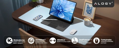 Podkładka na biurko 100×50 cm - antypoślizgowa mata ochronna z eleganckiej ekoskóry PU, pod mysz i klawiaturę, stylowa i trwała 