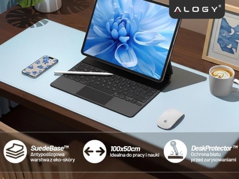 Podkładka na biurko 100×50 cm - antypoślizgowa mata ochronna z eleganckiej ekoskóry PU, pod mysz i klawiaturę, stylowa i trwała 