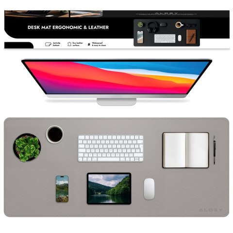 Podkładka na biurko 80×40 cm - antypoślizgowa mata ochronna z eleganckiej ekoskóry PU, pod mysz i klawiaturę, stylowa i trwała -