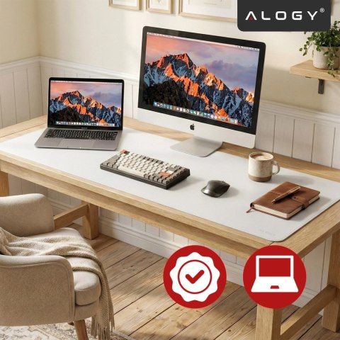 Podkładka na biurko 80×40 cm - antypoślizgowa mata ochronna z eleganckiej ekoskóry PU, pod mysz i klawiaturę, stylowa i trwała -