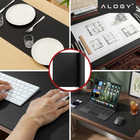 Podkładka na biurko 90×45 cm - antypoślizgowa mata ochronna z eleganckiej ekoskóry PU, pod mysz i klawiaturę, stylowa i trwała -
