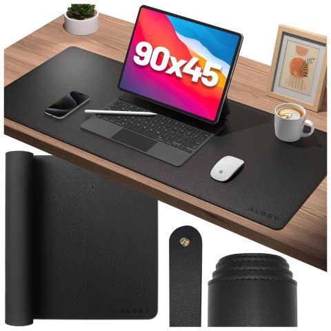 Podkładka na biurko 90×45 cm - antypoślizgowa mata ochronna z eleganckiej ekoskóry PU, pod mysz i klawiaturę, stylowa i trwała -