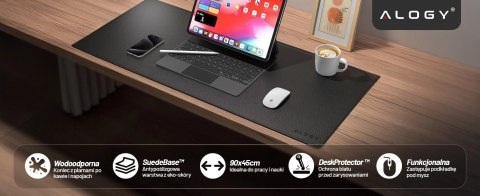 Podkładka na biurko 90×45 cm - antypoślizgowa mata ochronna z eleganckiej ekoskóry PU, pod mysz i klawiaturę, stylowa i trwała -