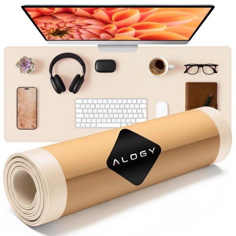 Podkładka na biurko 90×45 cm - antypoślizgowa mata ochronna z eleganckiej ekoskóry PU, pod mysz i klawiaturę, stylowa i trwała -
