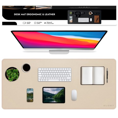 Podkładka na biurko 90×45 cm - antypoślizgowa mata ochronna z eleganckiej ekoskóry PU, pod mysz i klawiaturę, stylowa i trwała -