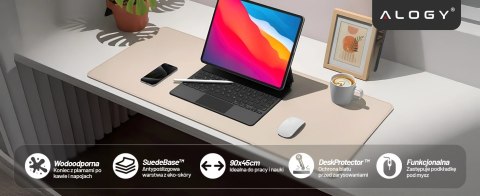 Podkładka na biurko 90×45 cm - antypoślizgowa mata ochronna z eleganckiej ekoskóry PU, pod mysz i klawiaturę, stylowa i trwała -