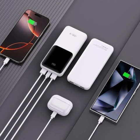 Powerbank Tech-Protect PB01 10000mAh 22.5W Biały USB-A USB-C