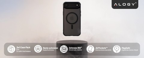 Zestaw 3w1 Etui Hybrydowe MagSafe + 2x Szkło Hartowane do Apple iPhone 17 Air, Wzmocniona Ochrona, Odporne i Precyzyjnie Dopasow