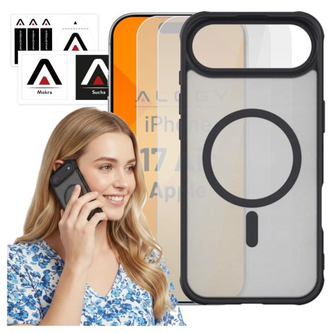 Zestaw 3w1 Etui Hybrydowe MagSafe + 2x Szkło Hartowane do Apple iPhone 17 Air, Wzmocniona Ochrona, Odporne i Precyzyjnie Dopasow