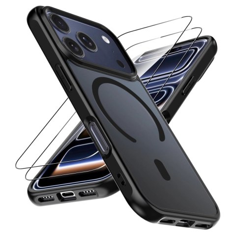 Zestaw 3w1 Etui Hybrydowe MagSafe + 2x Szkło Hartowane do Apple iPhone 17 Pro, Wzmocniona Ochrona, Odporne i Precyzyjnie Dopasow