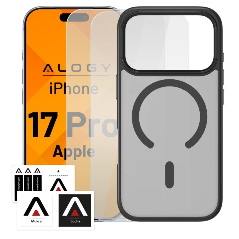 Zestaw 3w1 Etui Hybrydowe MagSafe + 2x Szkło Hartowane do Apple iPhone 17 Pro, Wzmocniona Ochrona, Odporne i Precyzyjnie Dopasow