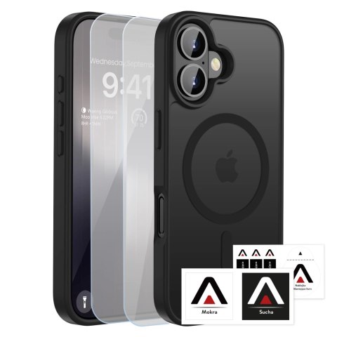 Zestaw 3w1 Etui Hybrydowe MagSafe + 2x Szkło Hartowane do Apple iPhone 17, Wzmocniona Ochrona, Odporne i Precyzyjnie Dopasowane,