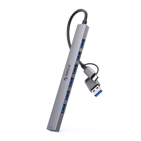 Hub USB-A/USB-C Orico YSA2-U3 7w1 1x USB 3.0 + 6x USB 2.0 Szary