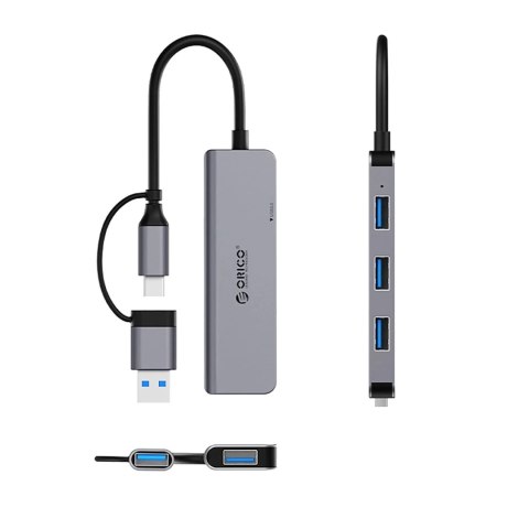 Hub USB-A/USB-C Orico YSA5-U3 3x USB-A 2.0 + 1x USB-A 3.0 Szary
