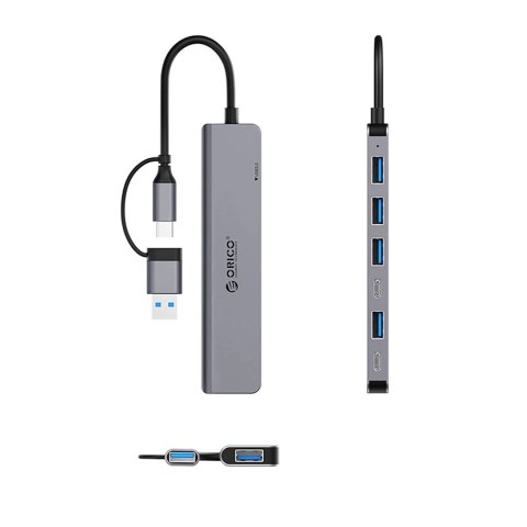 Hub USB Orico YSA7-U3 7w1 USB-C/A 4x USB-A 2.0 + 3.0 + 2x USB-C