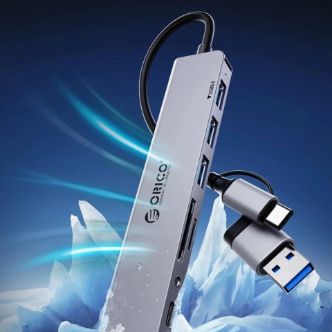 Hub USB Orico YSA7-U3 7w1 USB-C/A 4x USB-A 2.0 + 3.0 + 2x USB-C