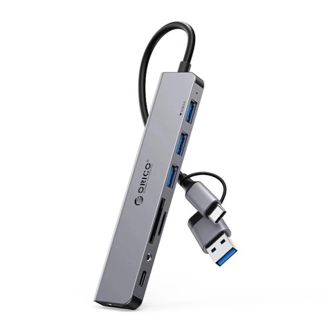 Hub USB Orico YSA8-U3 8w1 USB-C/A SD Audio Szary