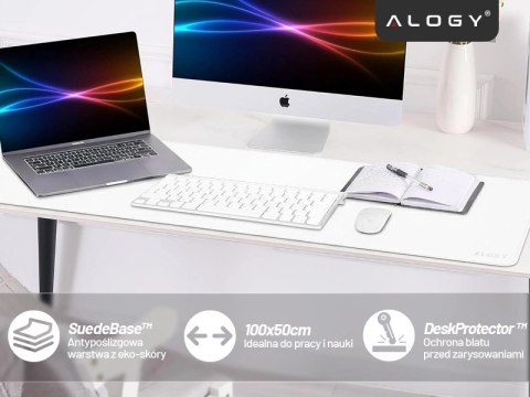 Podkładka na biurko 100×50 cm - antypoślizgowa mata ochronna z eleganckiej ekoskóry PU, pod mysz i klawiaturę, stylowa i trwała 