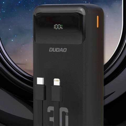 Powerbank Dudao K15MAX 30000mAh PD 22.5W z kablami Czarny