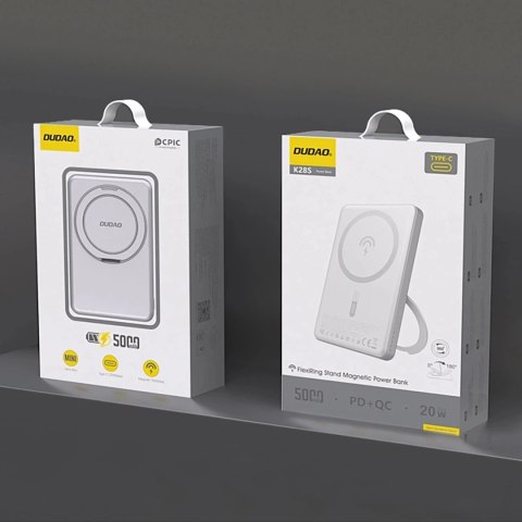 Powerbank Dudao K28 10000mAh 22.5W MagSafe Podstawka Srebrny