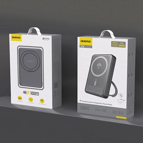 Powerbank Dudao K28 10000mAh 22.5W MagSafe Podstawka Szary