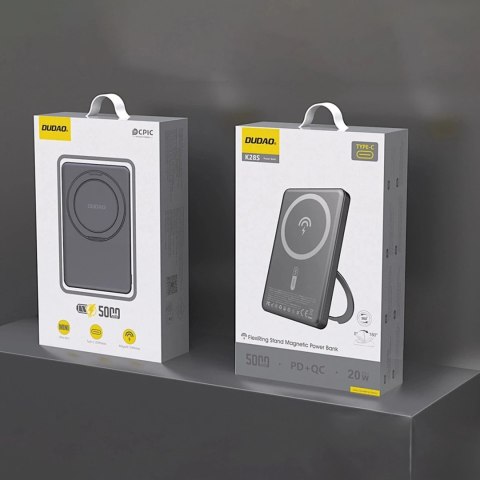 Powerbank Dudao K28S 5000mAh MagSafe 20W z Podstawką Szary