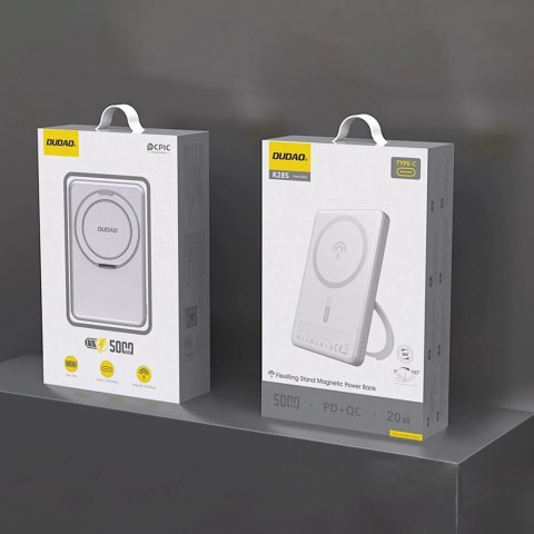 Powerbank Dudao K28S MagSafe 5000mAh 20W z podstawką Srebrny