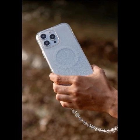 Etui UNIQ Coehl Lumino do iPhone 16 MagSafe Srebrne Brokatowe