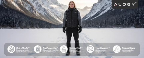 Kamizelka grzewcza z 28 strefami - 4-stopniowa regulacja temperatury, zasilanie USB, idealna na zimę i aktywności outdoor - Alog