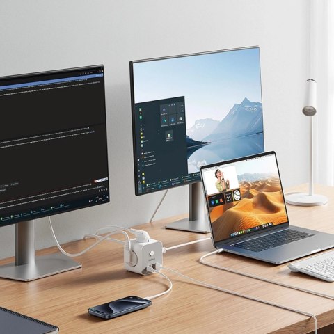 Kostka zasilająca Baseus PowerCombo 7w1 4000W 20W USB-C Biała