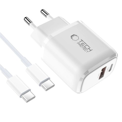 Ładowarka Tech-Protect NCA30 30W 2xUSB PD QC3.0 + Kabel USB-C