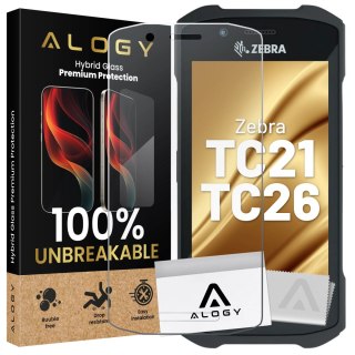 Szkło Hybrydowe „NIETŁUKĄCE" 9H do Zebra TC21/TC26, Płaskie na Cały Ekran, Elastyczne i Odporne, Alogy FlexiGlass™ Full - Transp