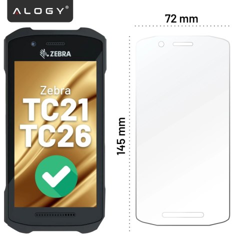 Szkło Hybrydowe „NIETŁUKĄCE" 9H do Zebra TC21/TC26, Płaskie na Cały Ekran, Elastyczne i Odporne, Alogy FlexiGlass™ Full - Transp
