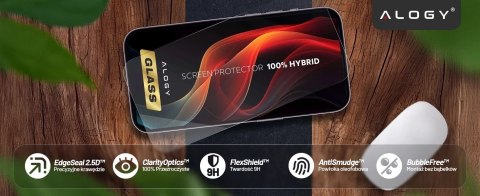 Szkło Hybrydowe „NIETŁUKĄCE" 9H do Zebra TC21/TC26, Płaskie na Cały Ekran, Elastyczne i Odporne, Alogy FlexiGlass™ Full - Transp