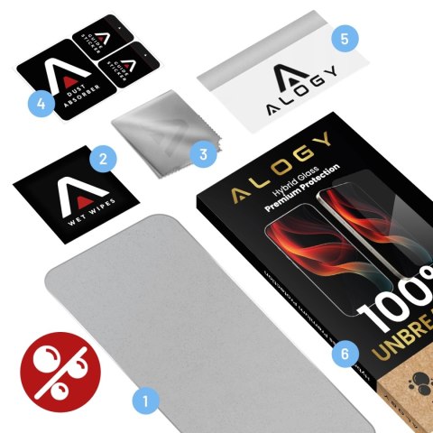 Szkło Hybrydowe „NIETŁUKĄCE" 9H do Zebra TC22/TC27, Płaskie na Cały Ekran, Elastyczne i Odporne, Alogy FlexiGlass™ Full - Transp