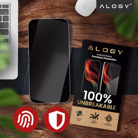 Szkło Hybrydowe „NIETŁUKĄCE" 9H do Zebra TC22/TC27, Płaskie na Cały Ekran, Elastyczne i Odporne, Alogy FlexiGlass™ Full - Transp